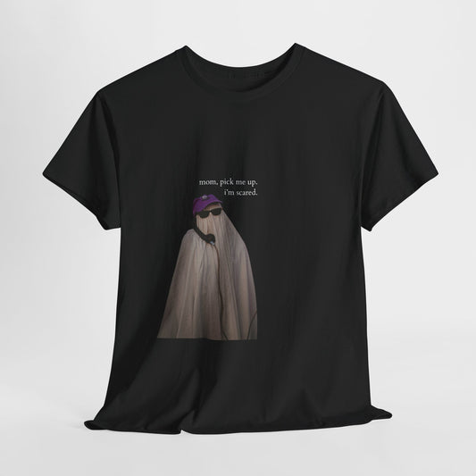 Funny Unisex Heavy Cotton Tee, Halloween Costume Shirt, Spooky Vibes, Gift for Moms, Casual Wear, Humor Tee, Ghost Design