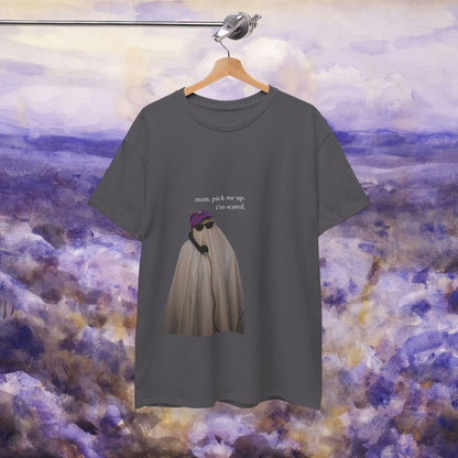 Funny Unisex Heavy Cotton Tee, Halloween Costume Shirt, Spooky Vibes, Gift for Moms, Casual Wear, Humor Tee, Ghost Design