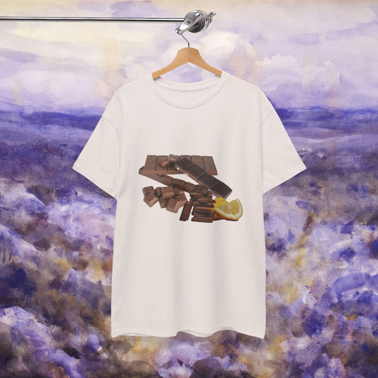 Chocolate Lemon Unisex Heavy Cotton Tee Sweet Treat, Casual Wear, Foodie Gift, Summer Style, Graphic Shirt
