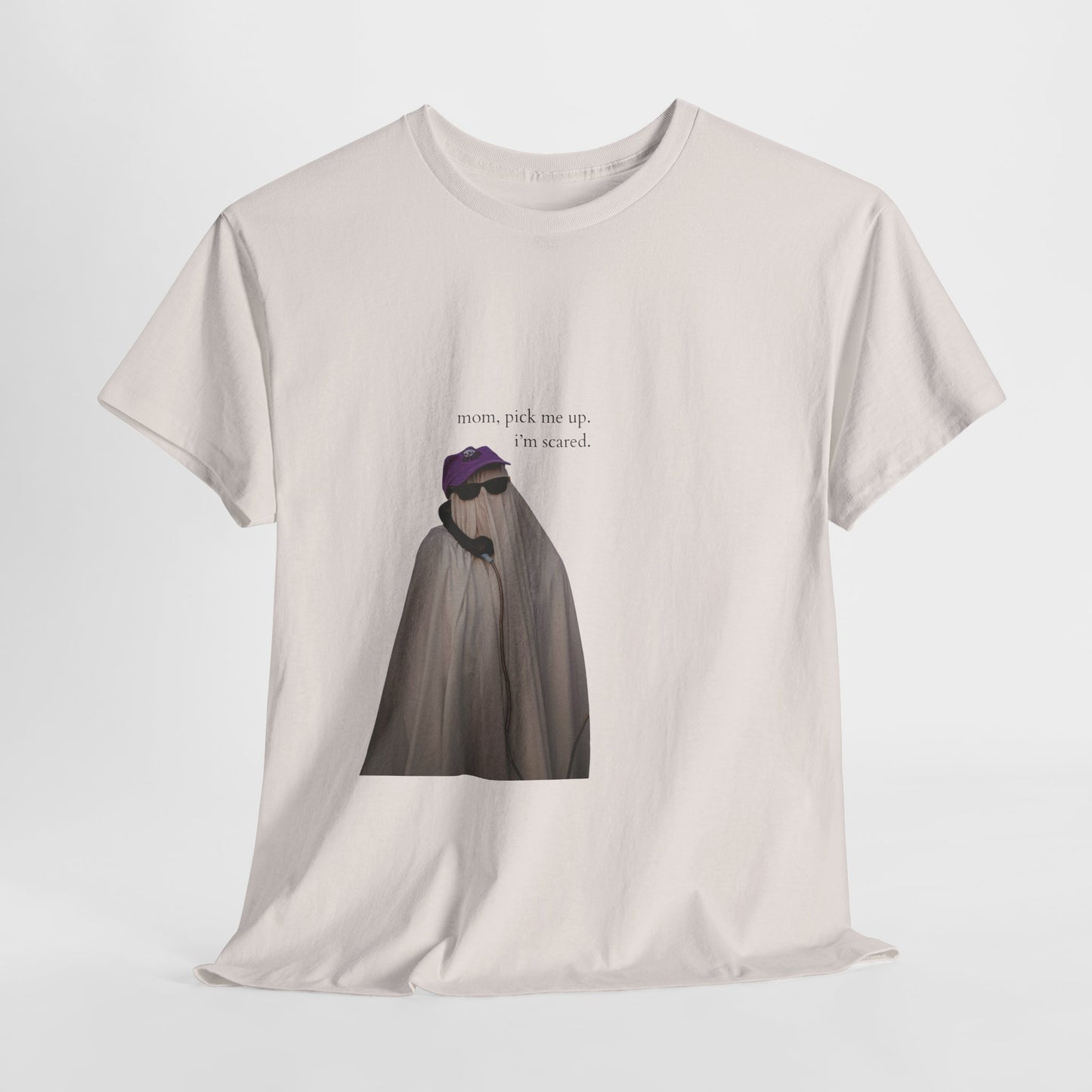 Funny Unisex Heavy Cotton Tee, Halloween Costume Shirt, Spooky Vibes, Gift for Moms, Casual Wear, Humor Tee, Ghost Design